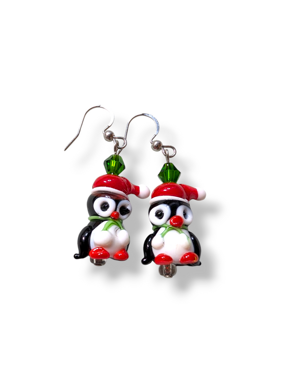 Holiday penguins earrings