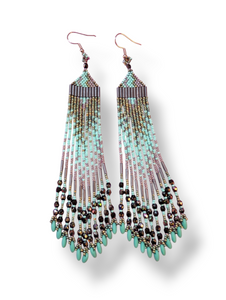 Frosted mint fringe earrings