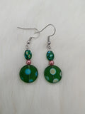 Green polka dot earrings