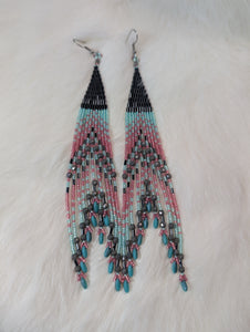 Pink and cool aqua curtain fringe