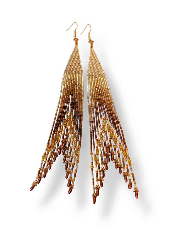 Golden curtains fringe earrings