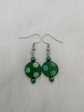 Green polka dot earrings