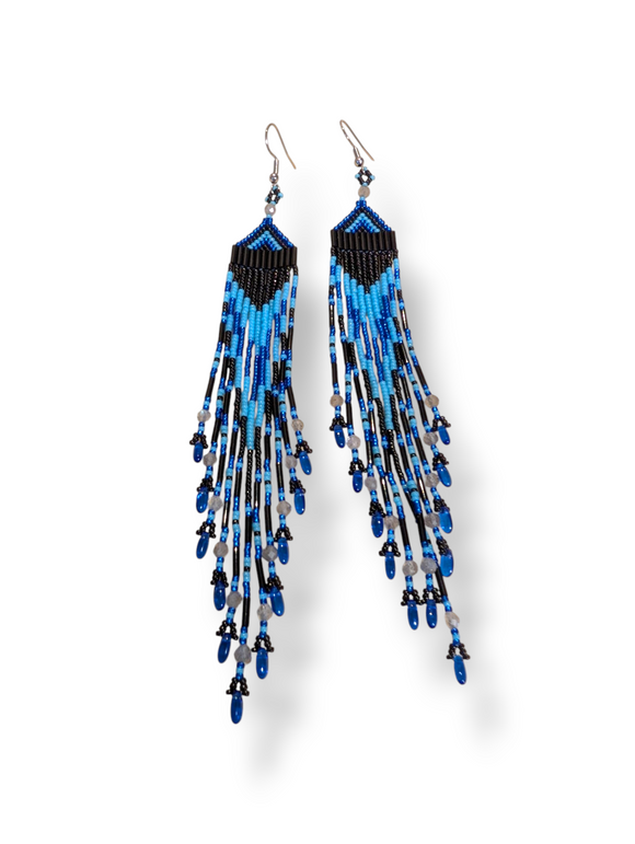 Blues hues fringe earrings