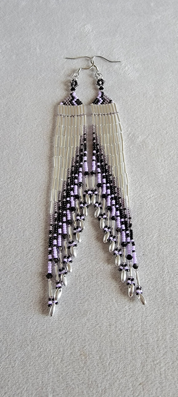 Purple zigzag fringe earrings